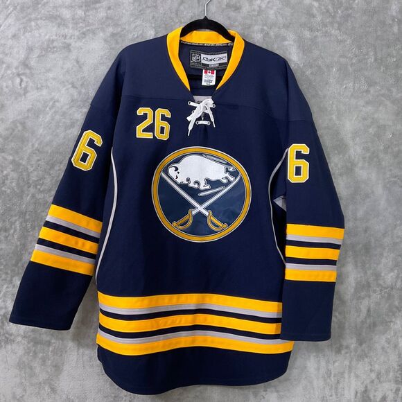 Buffalo Sabres Jersey Mens 50/ US  size 2XL Blue NHL Hockey 26 Fan Hard Reebok - Picture 3 of 10